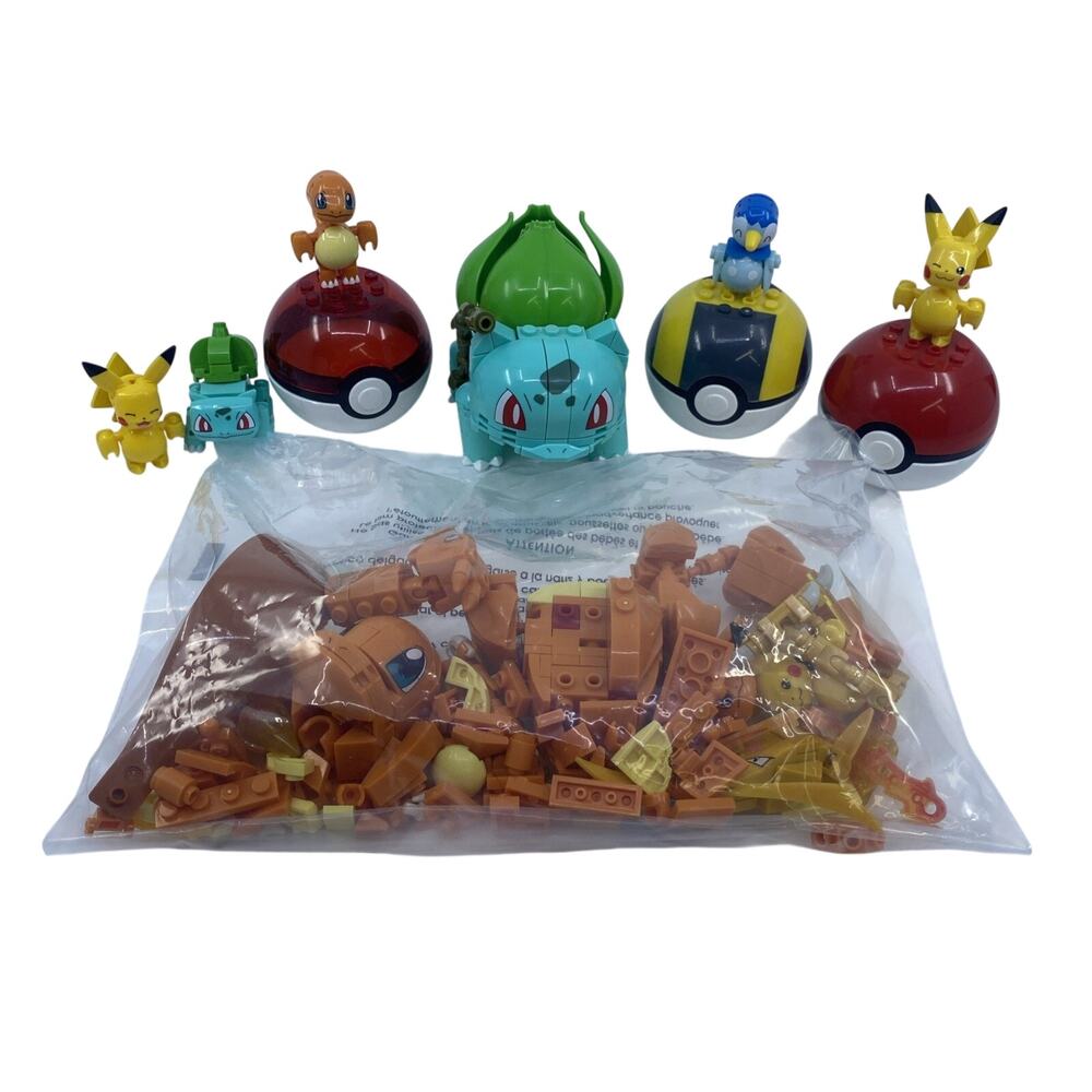 Pokemon Mega Construx Figure Lot Poke Balls Build & Show Charmander